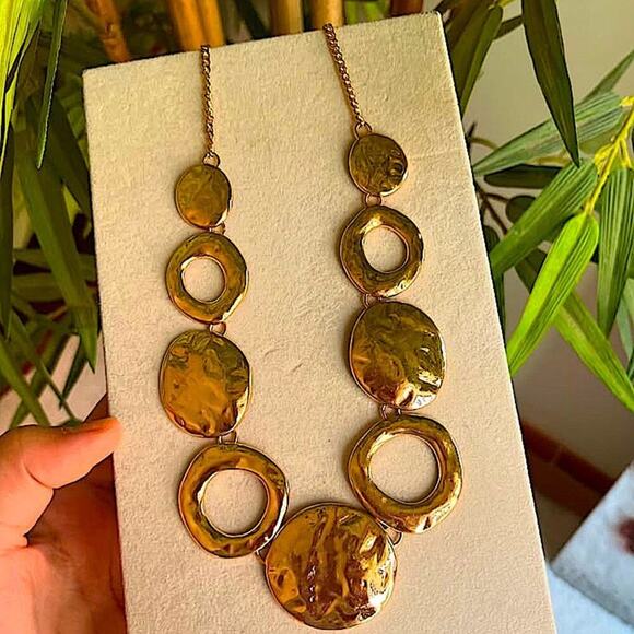 Handmade Gold Contrasting Circles Necklace Choker Stainles… - Picture 2 of 4